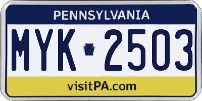 PA license plate MYK2503