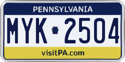PA license plate MYK2504