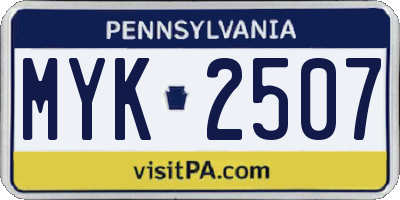PA license plate MYK2507