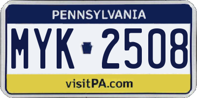 PA license plate MYK2508