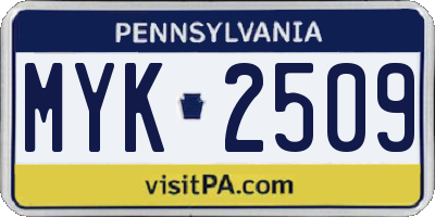 PA license plate MYK2509
