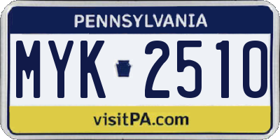 PA license plate MYK2510