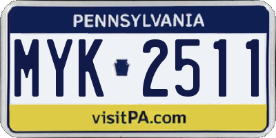 PA license plate MYK2511