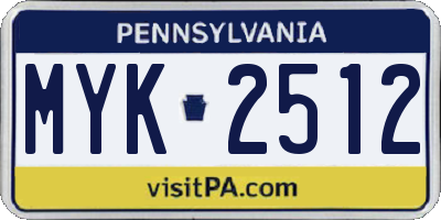 PA license plate MYK2512