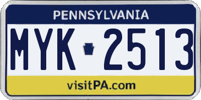 PA license plate MYK2513