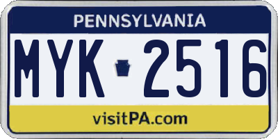 PA license plate MYK2516