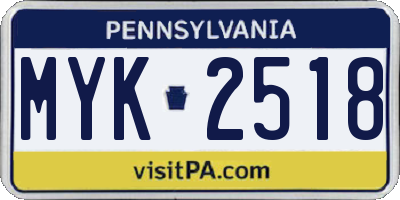 PA license plate MYK2518