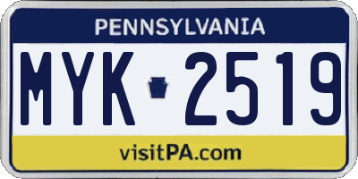 PA license plate MYK2519