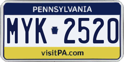 PA license plate MYK2520