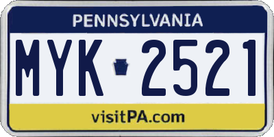 PA license plate MYK2521