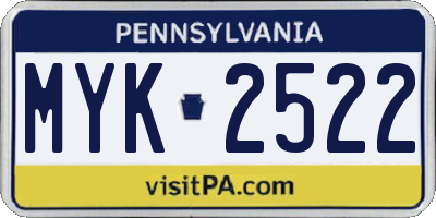 PA license plate MYK2522