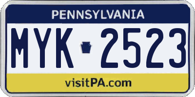 PA license plate MYK2523