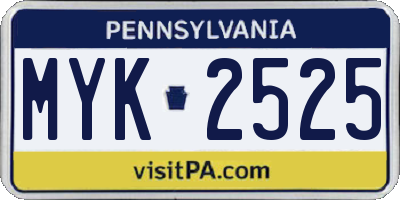 PA license plate MYK2525