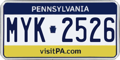 PA license plate MYK2526