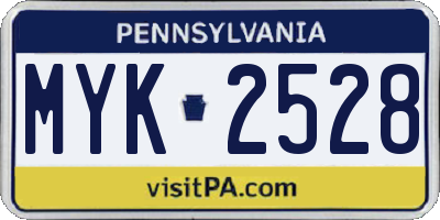 PA license plate MYK2528