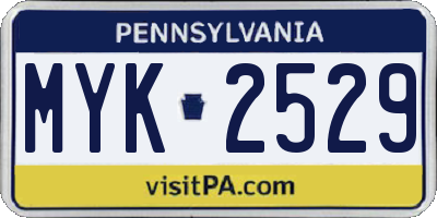 PA license plate MYK2529