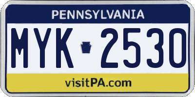 PA license plate MYK2530