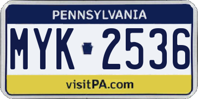 PA license plate MYK2536