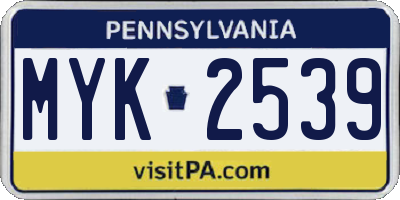 PA license plate MYK2539