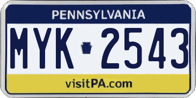 PA license plate MYK2543