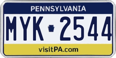 PA license plate MYK2544