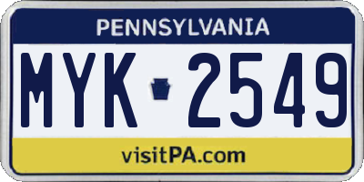 PA license plate MYK2549