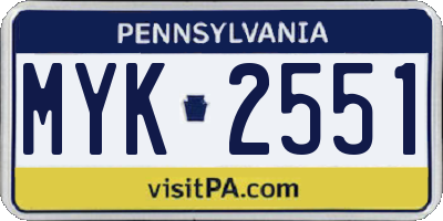 PA license plate MYK2551