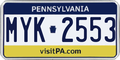 PA license plate MYK2553