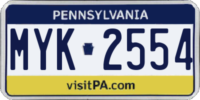 PA license plate MYK2554