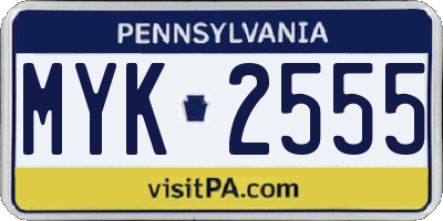 PA license plate MYK2555