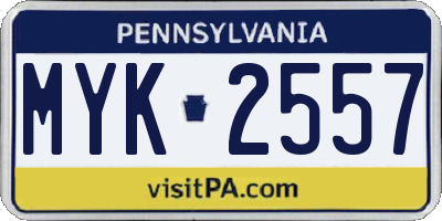 PA license plate MYK2557