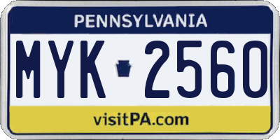 PA license plate MYK2560