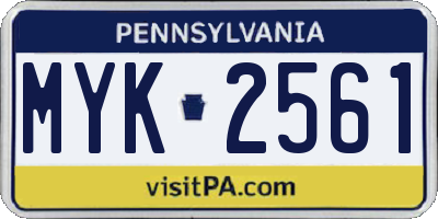 PA license plate MYK2561