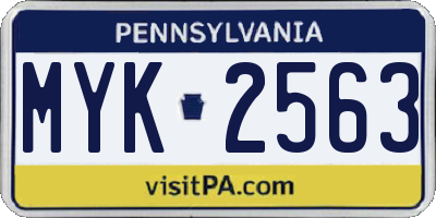 PA license plate MYK2563