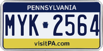 PA license plate MYK2564