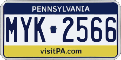 PA license plate MYK2566