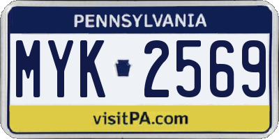 PA license plate MYK2569