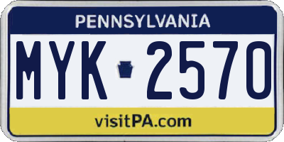 PA license plate MYK2570