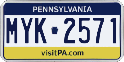 PA license plate MYK2571