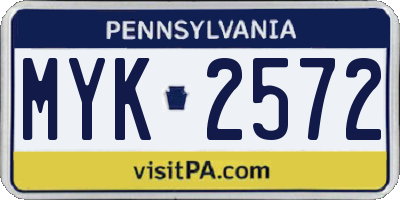PA license plate MYK2572