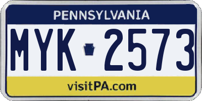 PA license plate MYK2573