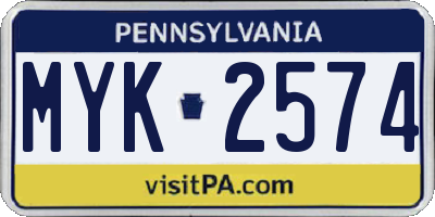 PA license plate MYK2574
