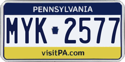 PA license plate MYK2577