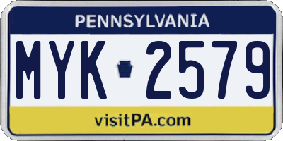 PA license plate MYK2579