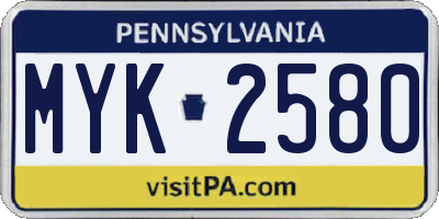 PA license plate MYK2580