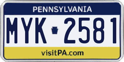 PA license plate MYK2581