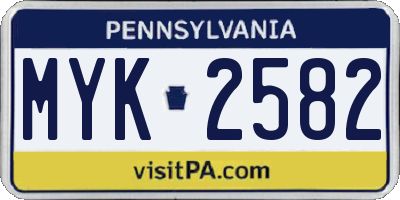 PA license plate MYK2582