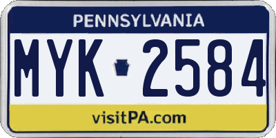 PA license plate MYK2584
