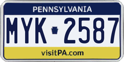 PA license plate MYK2587