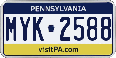 PA license plate MYK2588
